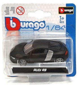 Bburago - Samochodzik 1:64 -  Audi R8 biało-czarne - 59001