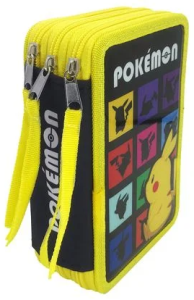 Pokemon- Potrójny piórnik z wyposażeniem Pikachu - 0578