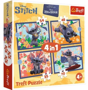 Trefl – Puzzle 4w1 – Wakacje na Hawajach Stitch - 34666