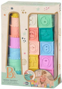 B.Toys Miękkie Kubeczki i Klocki Sensoryczne 2w1 Stackin' Squishies  -BX2401