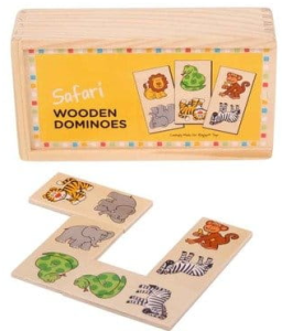 BigJigs BJ737 Drewniane domino - Safari
