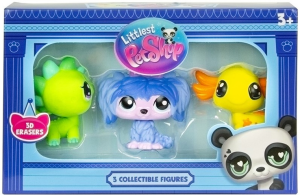 Littlest Pet Shop Zestaw 3 Figurek: Piesek, Dinozaur, Aksolotl - 1087280