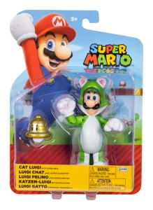 Super Mario - Figurka Cat Luigi z dzwonkiem 43102