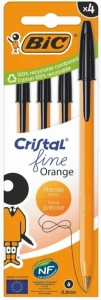 BIC Zestaw czterech długopisów Cristal Fine Orange - Długopis czarny 7228