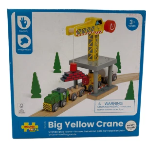 OUTLET BigJigs  - Żółty Dźwig do kolejek drewnianych - BJT175 
