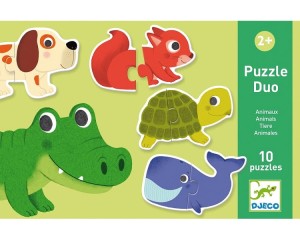 DJECO 08147 Puzzle Duo 2 elementy - Zwierzątka