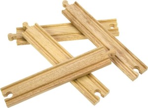 BigJigs - Kolejka drewniana - 4 tory długie proste - BJT100