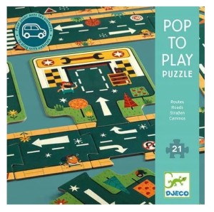 DJECO - Puzzle tekturowe 21 elementów - Drogi - 07162