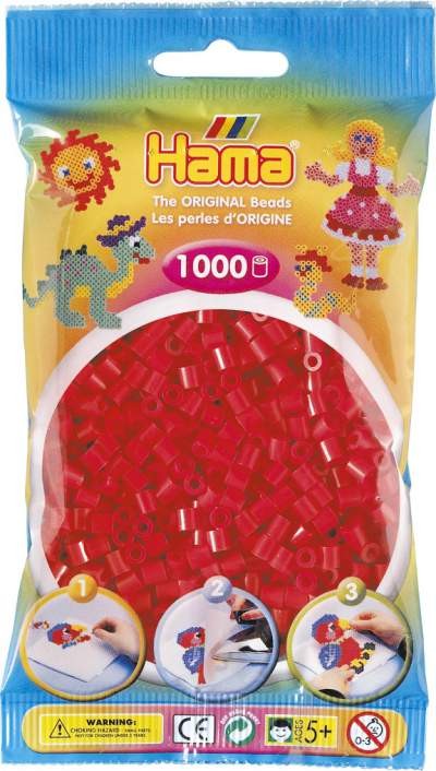 Koraliki Hama MIDI 1000 Koralików 207-05 Kolor Czerwony