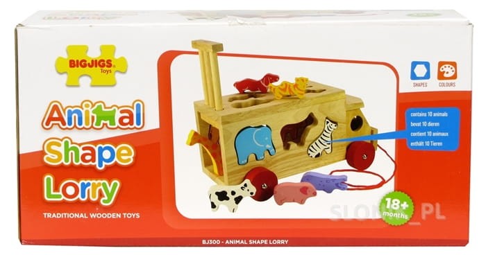 BigJigs BJ300 Drewniany sorter Ciężarówka ze zwierzątkami