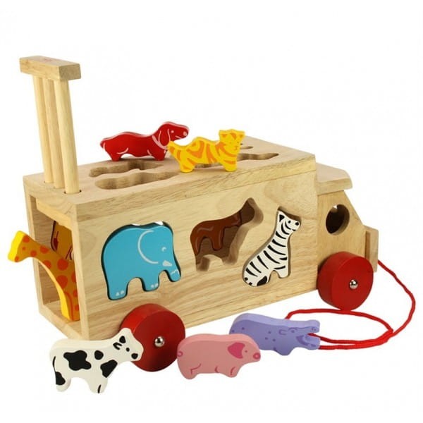 BigJigs BJ300 Drewniany sorter Ciężarówka ze zwierzątkami