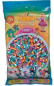 Koraliki Hama MIDI 1000 Koralików 207-90 Mix 6 Kolorów Prążkowane Dwukolorowe
