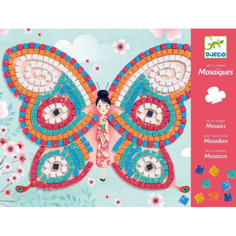 DJECO 08898 Mozaika piankowa z brokatem – Motyle